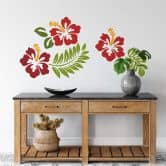 Wandtattoo Hibiskusblüten - rot 