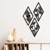 Wanddeko Ginko Blätter Set - Rautenform - Acrylglas (3-teilig) 
