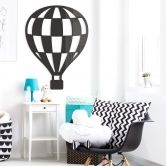 Acryldeko Heißluftballon kariert 