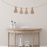 Holzdeko Weihnachten - Tannenbaum mit Muster 4er Set - Mahagoniholz 