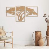 Wanddeko Afrikanischer Baum (3-teilig) - MDF Natur 