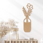 MDF - Holzdeko Natur Blumen in Vase 