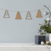 Holzdeko Weihnachten - Tannenbaum Anhänger MDF Natur (4-teilig) - je 8x10 cm 