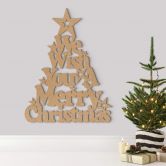 MDF Decoratie Naturel Kerst - We Wish You a Merry Christmas 