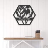 MDF - Holzdeko - Blumen im Hexagon - Wildflower 