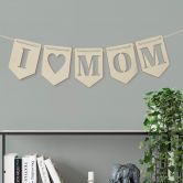 Décoration en bois placage peuplier Guirlande - I love Mom (set de 5)  