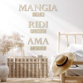 Wanddecoratie Populierenhout Mangia bene, Ridi spesso, Ama 