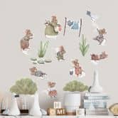 Sticker mural Kikki Belle - Un monde de souris joyeux pour les petits rêveurs (14 pièces) 