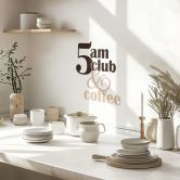 Sticker mural Proverbe - 5 am Club & Coffee marron-beige 