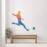 Fußballer Wandtattoo mit buntem Farbverlauf 