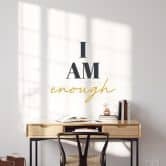 Sticker mural Affirmation Proverbe - I am enough anthracite-jaune moutarde 
