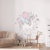 Wandtattoo Kvilis - Illustration Einhorn mit Luftballons 