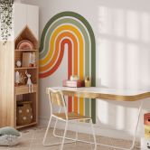 Wandtattoo Retro Streifen Form Set (3-teilig) | Regenbogenfarben 