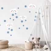 Wandtattoo Wolken + Schneeflocken 