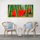 Tableau sur Toile en 3 parties Parapluies en bambou du Japon 