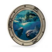 Holzbild 3D Optik - Dolphins Underwater - Rund 