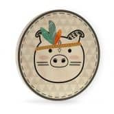 Holzbild - Indianer-Schwein - Rund 