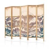 Japanischer Paravent, Raumteiler freistehend, Trennwand - Turbulent Ocean 