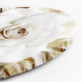 Rundes Leinwandbild AI Weißes Gold Blume 3D 