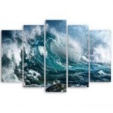 Leinwandbild 5 teilig, Meer Ozean Wellen 