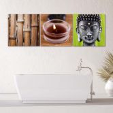 Leinwandbild 3-teilig, Buddha-Bambus 