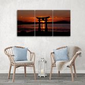 Leinwandbild 3-teilig, Torii-Tor bei Sonnenuntergang 