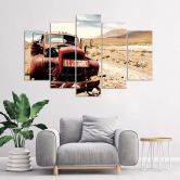 Leinwandbild 5 teilig, Alte Autowüste 