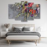 Canvas print 5 stuks, boeket bloemen 
