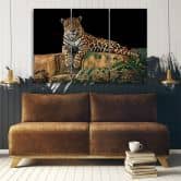 Leinwandbild 3-teilig, Leopard Panther Katze Tier 