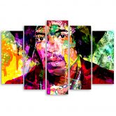 Leinwandbild 5 teilig, Jimmy Hendrix Musik 