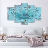 5-delige canvas print blauwe vintage bloem 