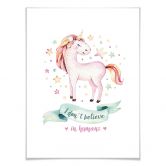 Poster Kvilis - Don't believe in humans - Einhorn inmitten der Sterne 