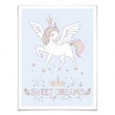 Poster Kvilis - Sweet Dreams - Einhorn mit Krone 