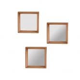 Wandspiegel 3er Set Holz klein - Bangkok - 26x26 cm 