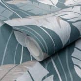 PVC-freie Vliestapete mit Blättermotiv in grün 