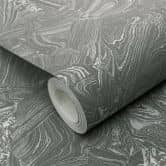 PVC-freie grafische Vliestapete mit Marmoroptik und Metallic-Effekt in grau 