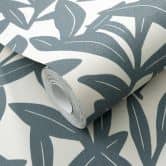 Vliestapete, Blumenmotivtapete La Terrasse blau, creme 