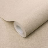 Tapete aus Vlies Uni Beige mit feiner Leinenstruktur dezent modern und zeitlos elegant 