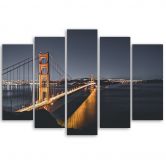 Wandbild 5-teilig, Goldene Gate von San Francisco 