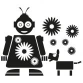 Robot Fleur wallsticker 