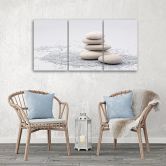 Leinwandbild 3-teilig, Beige Zen-Steine 