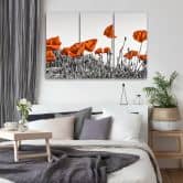 Leinwandbild 3-teilig, Roter Klatschmohn 