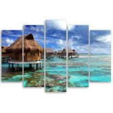 Leinwandbild 5 teilig, Tropischer Meer Strand Haus 