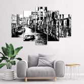 Leinwandbild 5 teilig, Venedig Italien Schwarz & Weiß 