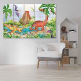 5-delige canvasprint, Dinosaurussen aan het meer 