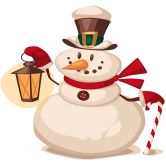 Sticker mural - Bonhomme de neige (vintage) 