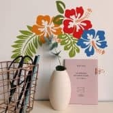 Wandtattoo Hibiskusblüten - blau-rot-gelb 