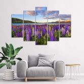 5 stykke lærredstryk Lavendel søblomster 
