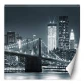 Fototapete, Brooklyn Bridge bei Nacht New York Schwarz-Weiß 
