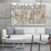 Leinwandbild 3 teilig, Fröhliche Stadt 